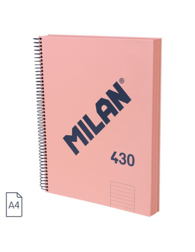 57142E120P,Caiet A4 cu spira Milan 57142E120P, 120 file, 95g/mp, dictando, Roz