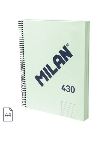 57142E120GR,Caiet A4 cu spira Milan 57142E120GR, 120 file, 95g/mp, dictando, Verde