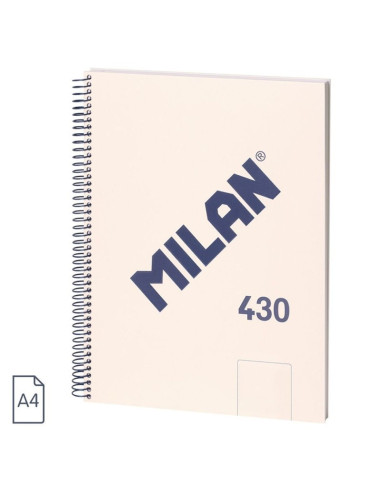 57141E80BG,Caiet A4 cu spira Milan 57141E80BG, 80 file, 95g/mp, velin, Bej