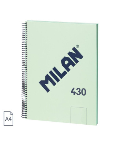 57141E80GR,Caiet A4 cu spira Milan 57141E80GR, 80 file, 95g/mp, velin, Verde
