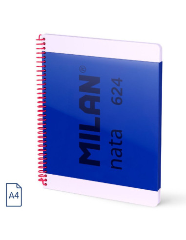 57043E80B,Caiet A4 cu spira Milan Nata 57043E80B, 80 file, 95g/mp, matematica, Albastru