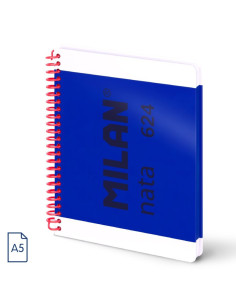 57042E80B,Caiet A4 cu spira Milan Nata 57042E80B, 80 file, 95g/mp, Albastru