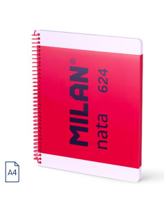 57042E80P,Caiet A4 cu spira Milan Nata 57042E80P, 80 file, 95g/mp, dictando, Roz