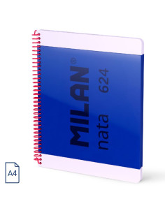 57041E80B,Caiet A4 cu spira Milan Nata 57041E80B, 80 file, 95g/mp, velin, Albastru