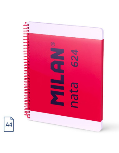 57041E80P,Caiet A4 cu spira Milan Nata 57041E80P, 80 file, 95g/mp, velin, Roz