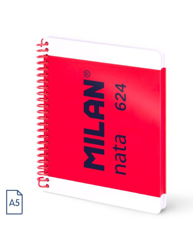 57053E80P,Caiet A5 cu spira Milan 57053E80P, 80 file, 95g/mp, matematica, Roz