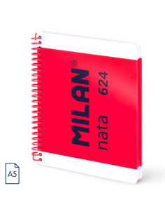 57052E80P,Caiet A5 cu spira Milan Nata 57052E80P, 80 file, 95g/mp, dictando, Roz