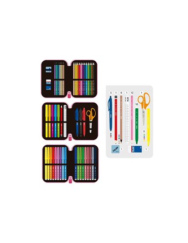 Penar echipat Milan 1364FLCP, 3 fermoare, Motiv flowicorn, Roz