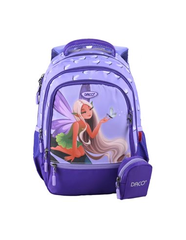 Ghiozdan scoala Daco GH3023, 4 compartimente, 38 x 30 x 17 cm, Zana noptii