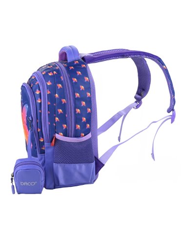 Ghiozdan scoala Daco GH3021, 4 compartimente, 38 x 30 x 17 cm, Butterfly