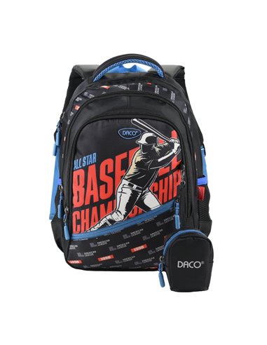 Ghiozdan scoala Daco GH3520, 4 compartimente, 38 x 30 x 17 cm, Basketball