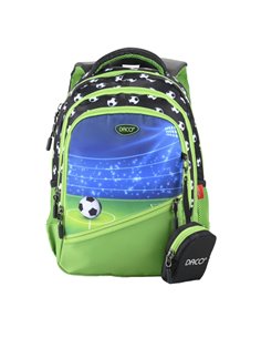 Ghiozdan scoala Daco GH3522, 4 compartimente, 38 x 30 x 17 cm, Football