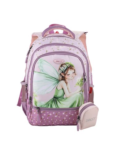 Ghiozdan scoala Daco GH3020, 4 compartimente, 38 x 30 x 17 cm, Fairy