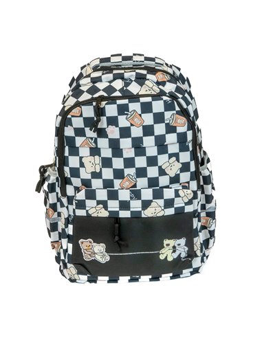 PL017,Ghiozdan Strigo PL017, 46 x 32 x 24 cm, Alb si Negru