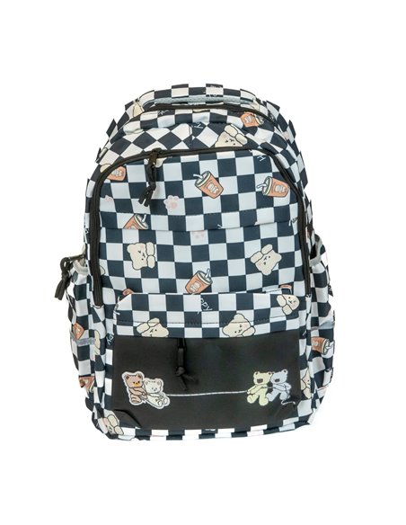 PL017,Ghiozdan Strigo PL017, 46 x 32 x 24 cm, Alb si Negru