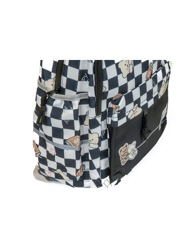 PL017,Ghiozdan Strigo PL017, 46 x 32 x 24 cm, Alb si Negru