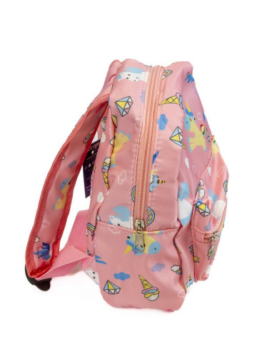 PL013,Ghiozdan gradinita Strigo PL013, 23 x 20 cm, Motiv unicorn, Roz