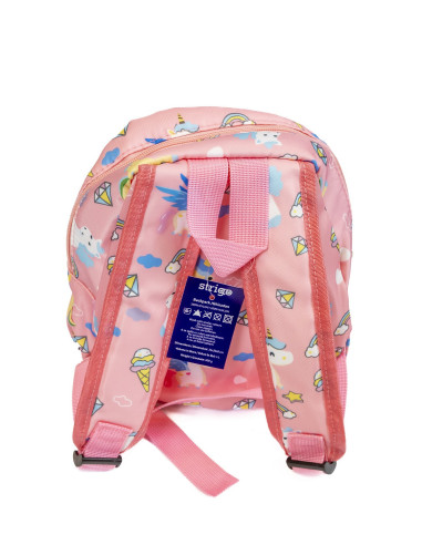 PL013,Ghiozdan gradinita Strigo PL013, 23 x 20 cm, Motiv unicorn, Roz