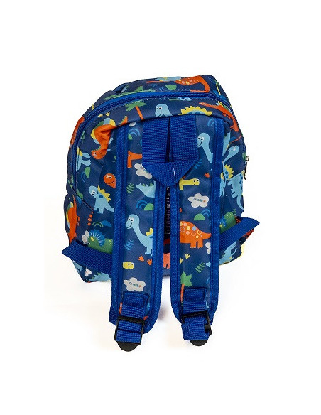 PL012,Ghiozdan gradinita Strigo PL012, 23 x 20 cm, Motiv dino, Albastru