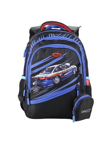 Ghiozdan scoala Daco GH3518, 4 compartimente, 38 x 30 x 17 cm, Car