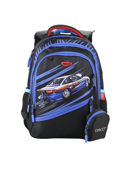 Ghiozdan scoala Daco GH3518, 4 compartimente, 38 x 30 x 17 cm, Car