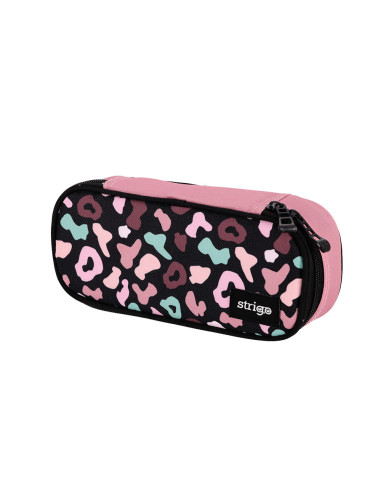 SSC258,Penar etui neechipat cu un compartiment, Strigo SSC258, cu separator si buzunar interior, motiv Leopard Print