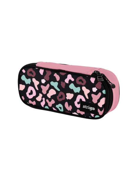 SSC258,Penar etui neechipat cu un compartiment, Strigo SSC258, cu separator si buzunar interior, motiv Leopard Print