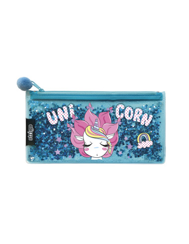 SSC082,Penar etui Strigo SSC082, Albastru, motiv Unicorn Cu Stelute Plutitoare