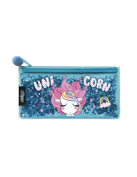 SSC082,Penar etui Strigo SSC082, Albastru, motiv Unicorn Cu Stelute Plutitoare