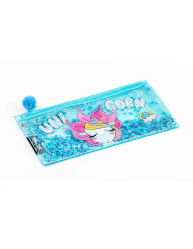 SSC082,Penar etui Strigo SSC082, Albastru, motiv Unicorn Cu Stelute Plutitoare