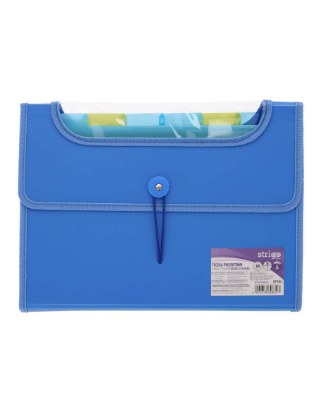 SF102,Mapa Strigo Plastic Extensibil A4, 6 Compartimente, albastru SF102