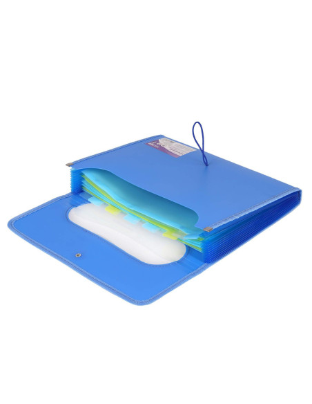 SF104,Mapa Strigo Plastic Extensibil A4, 12 Compartimente, albastru SF104