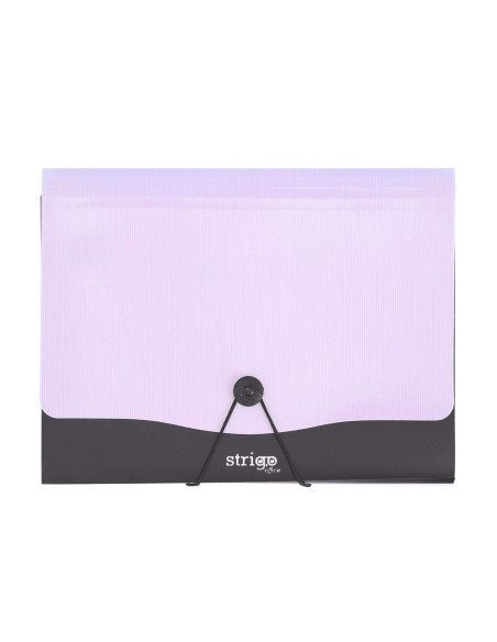 SF050,Mapa Strigo PP, A4, 13 compartimente, inchidere cu elastic, clips metalic, mov SF050