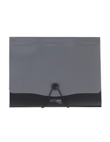 SF052,Mapa Strigo PP, A4, 13 compartimente, inchidere cu elastic, clips metalic, gri SF052