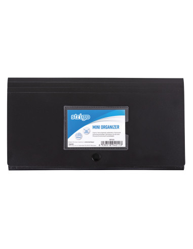 SF030,Mapa plic cu capsa DL, Strigo SF030, 6 compartimente colorate, Negru