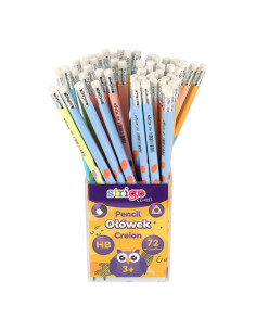 SSC384,Creioane Strigo plastic, cu radiera de sters si grip, HB, SSC384