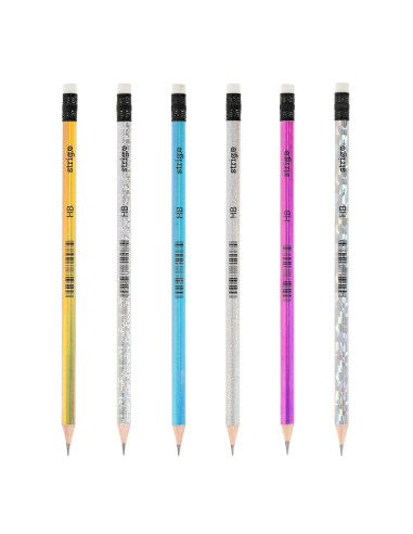 SSC359,Creioane Strigo, corp holografic, cu radiera de sters, HB, SSC359