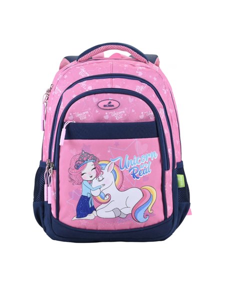 Ghiozdan scoala Ecada 614006, 4 compartimente, 41 × 31 × 16 cm, Motiv Unicorn