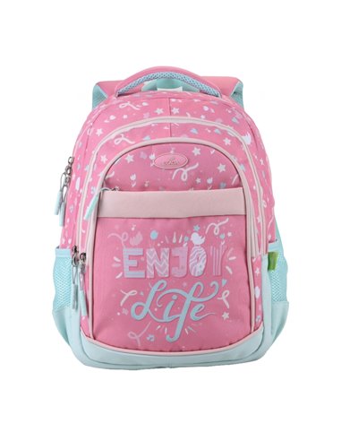 Ghiozdan scoala Ecada 614008, 4 compartimente, 41 x 31 x 16 cm, Motiv Enjoy life