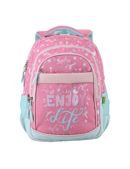 Ghiozdan scoala Ecada 614008, 4 compartimente, 41 x 31 x 16 cm, Motiv Enjoy life