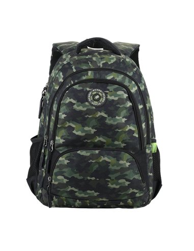 Ghiozdan scoala Ecada 61497, 4 compartimente, 46 × 32 × 18 cm, Motiv camuflaj
