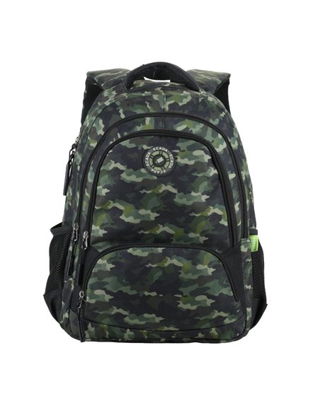 Ghiozdan scoala Ecada 61497, 4 compartimente, 46 × 32 × 18 cm, Motiv camuflaj