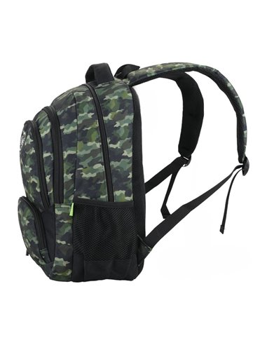Ghiozdan scoala Ecada 61497, 4 compartimente, 46 × 32 × 18 cm, Motiv camuflaj