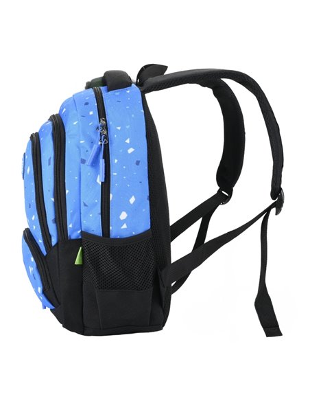 Ghiozdan scoala Ecada 614507, 4 compartimente, 41 x 31 x 16 cm, Albastru/Negru