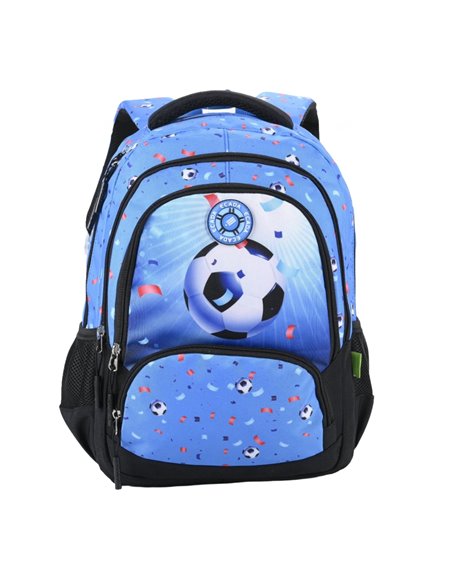 Ghiozdan scoala Ecada 614506, 4 compartimente, 41 x 31 x 16 cm, Motiv football