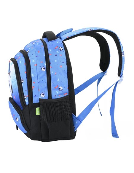 Ghiozdan scoala Ecada 614506, 4 compartimente, 41 x 31 x 16 cm, Motiv football