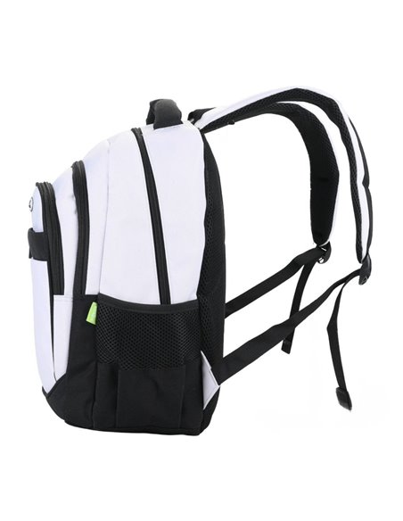 Ghiozdan scoala Ecada 61449, 4 compartimente, 41 x 31 x 16 cm, Alb/Negru