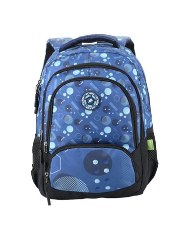 Ghiozdan scoala Ecada 614510, 4 compartimente, 41 × 31 × 16 cm, Albastru