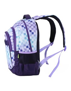 Ghiozdan scoala Ecada 61445, 4 compartimente, 46 x 32 x 18 cm, Mov/Turcoaz 2