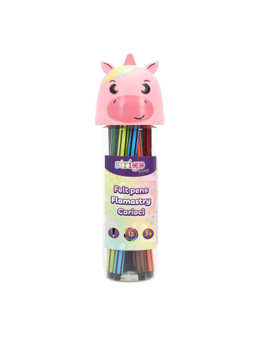SSC480,Carioci lavabile Strigo SSC480, cutie Unicorn, 12 culori